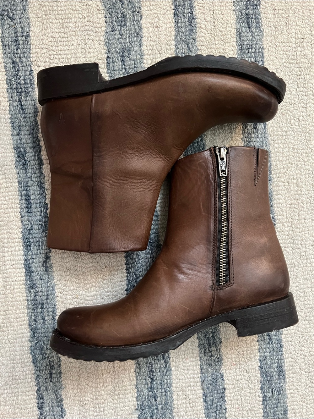 Women’s Frye Brown Leather Side-Zip Ankle Boots